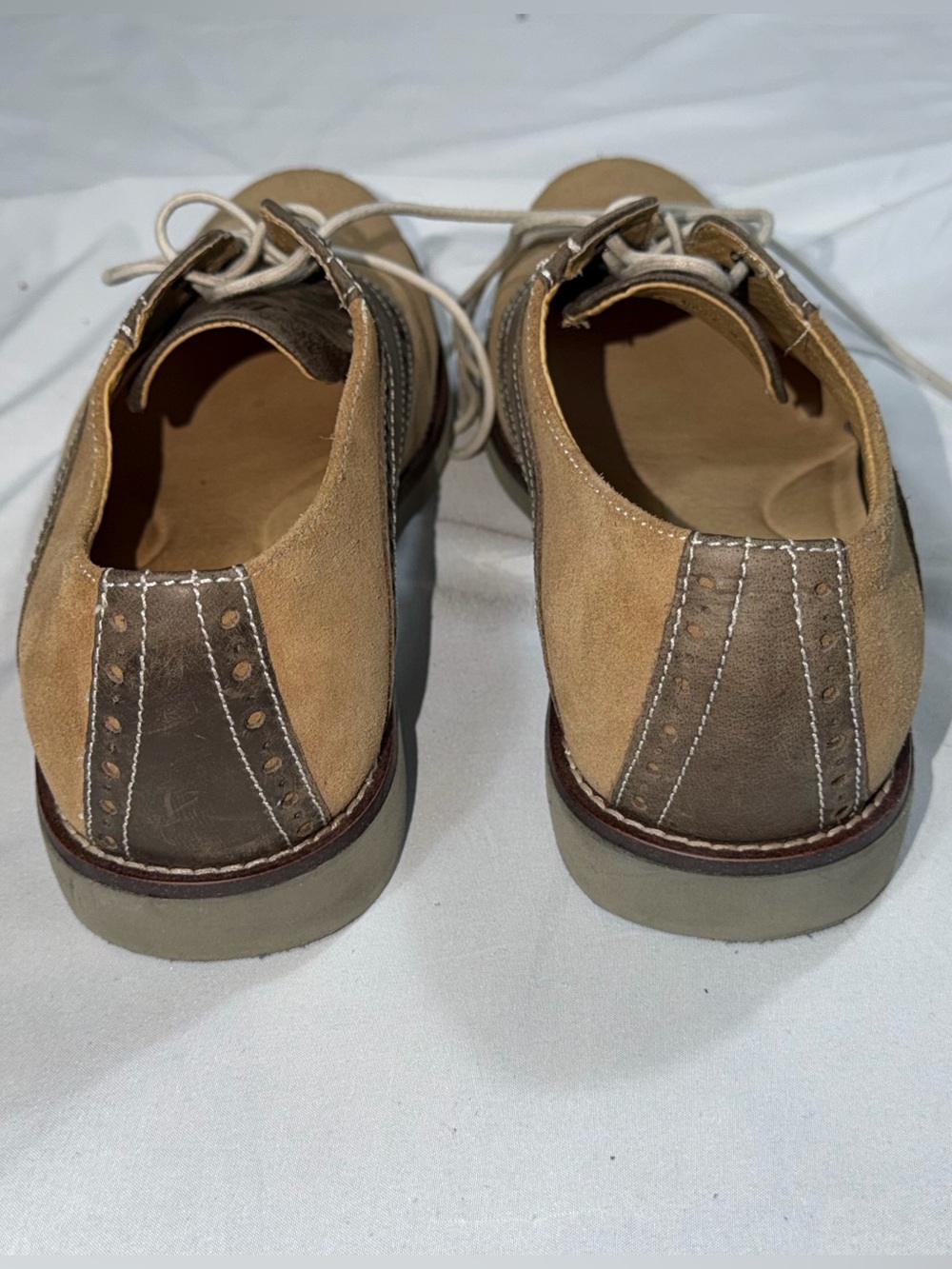 G.H. Bass Pomona Men’s 8.5M Tan Brown Suede Saddle Oxford Shoes Two Tone - Picture 9 of 11